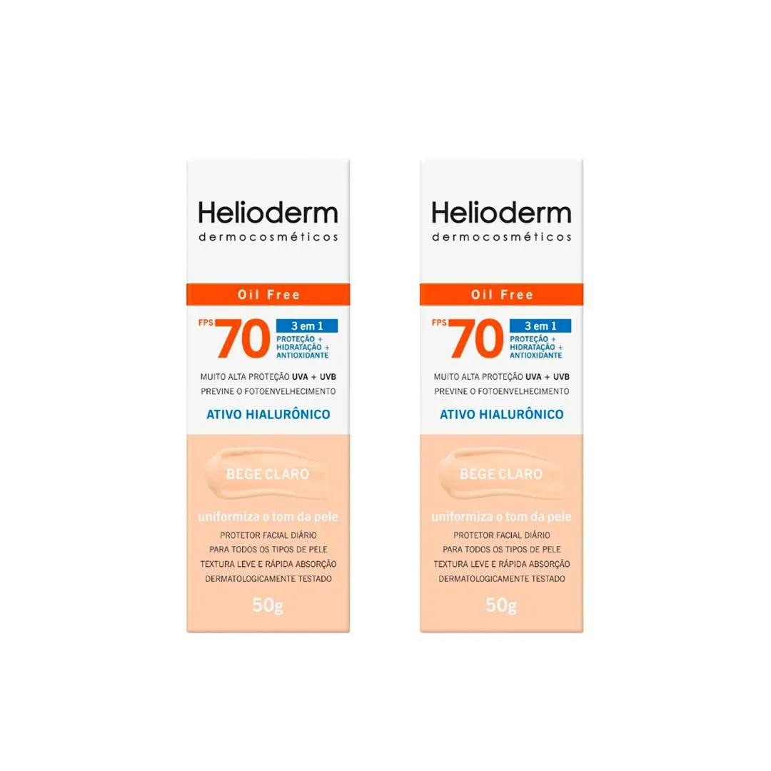KIT 2 HELIODEM FACIAL FPS70 BEGE CLARO - 50G - KLEY HERTZ