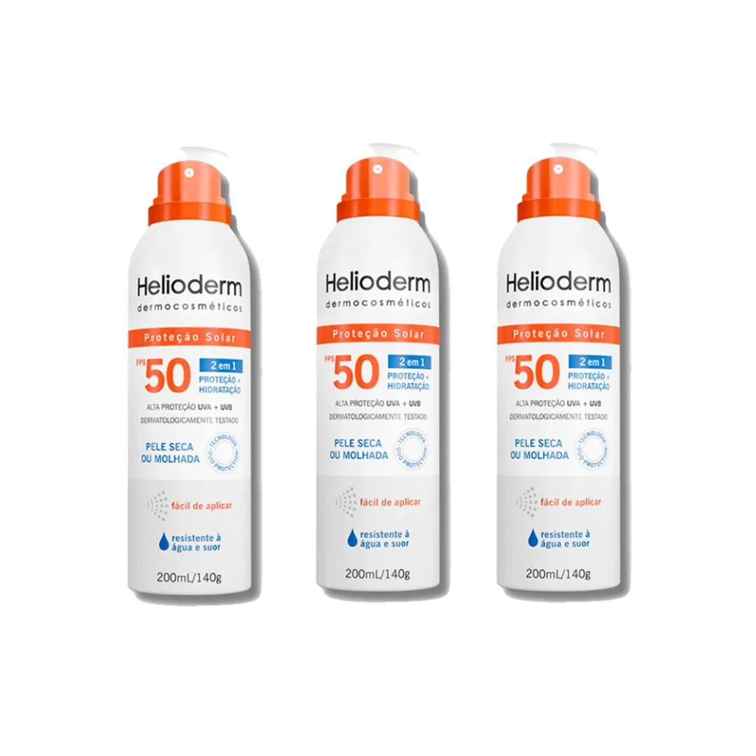 KIT 3 HELIODERM SPRAY CORPORAL FPS50 - 200ML - KLEY HERTZ