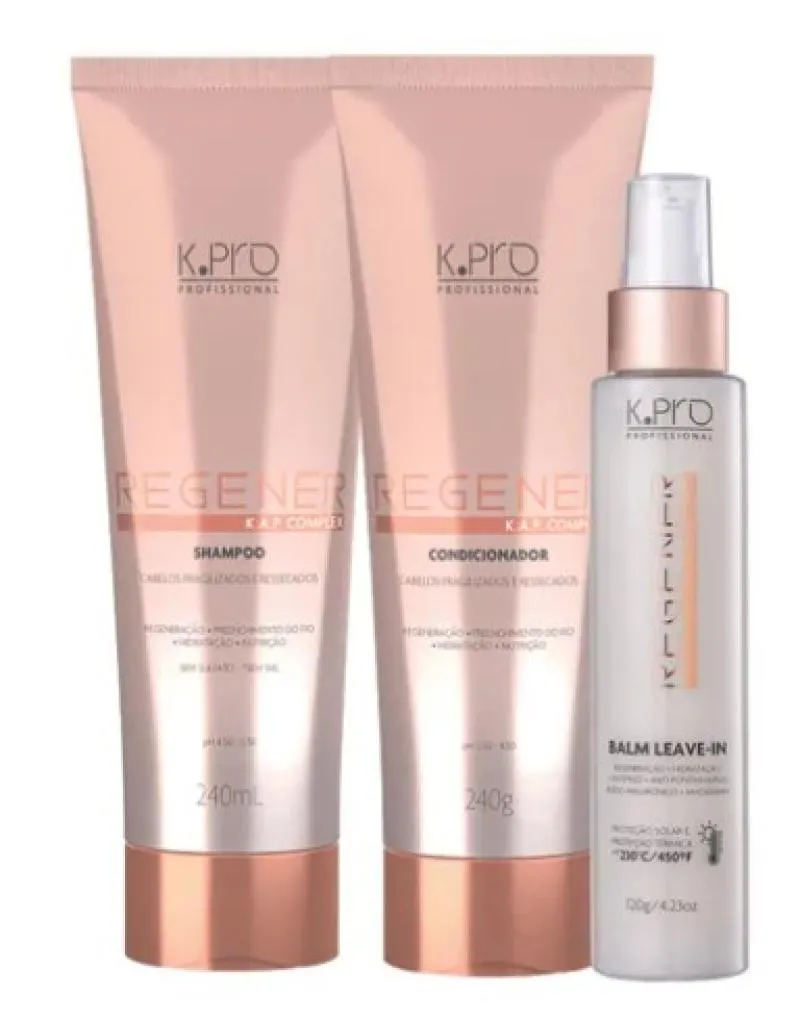 KIT K.PRO PROFISSIONAL REGENéR SHAMPOO COND E BALM LEAVE-IN
