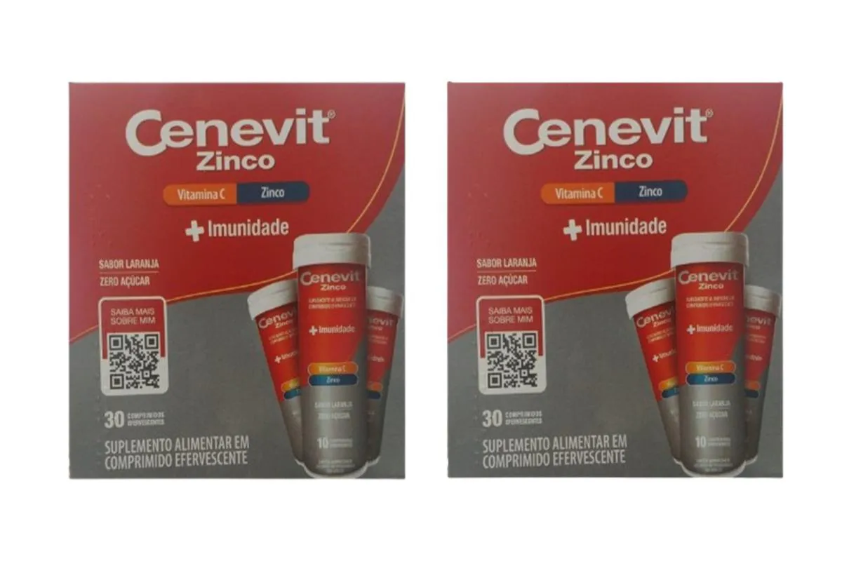 KIT 2 CENEVIT VIT C, ZINCO + IMUNIDADE LARANJA 30 COMP
