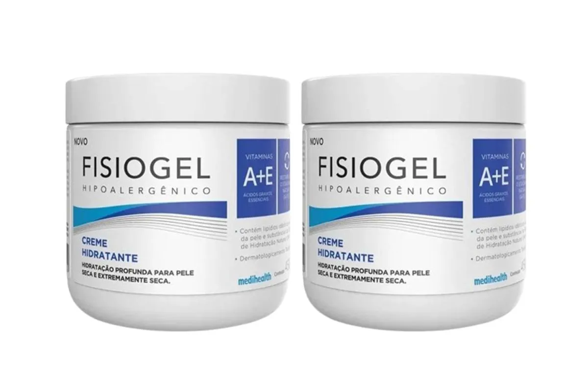 KIT 2 CREME HIDRATANTE FISIOGEL HIPOALERGêNICO VIT A+E 450G
