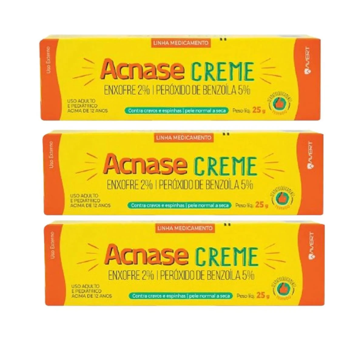 KIT 3 ACNASE CREME PARA CRAVOS, ESPINHAS E ACNE 25G - BIOLAB
