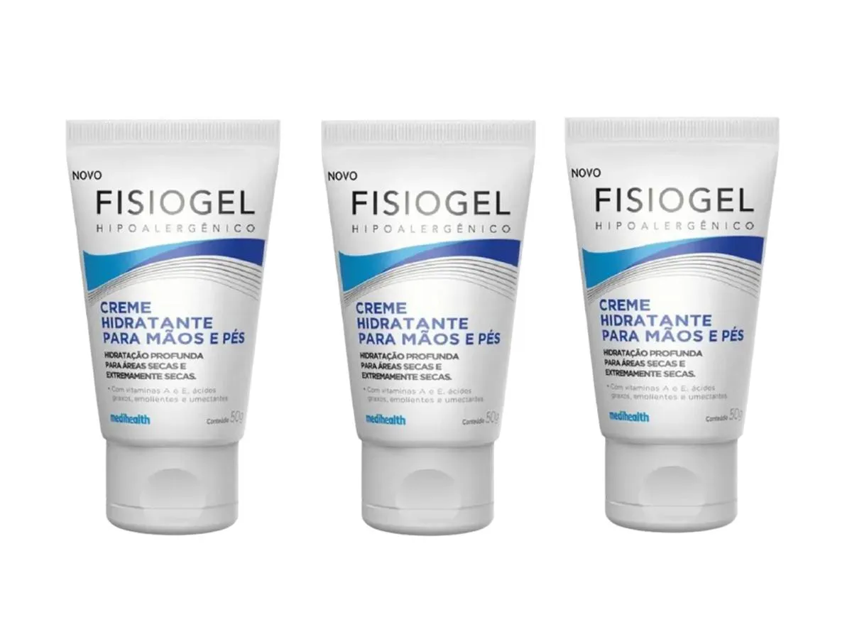 KIT 3 FISIOGEL CREME HIDRATANTE MãOS E PéS 50G