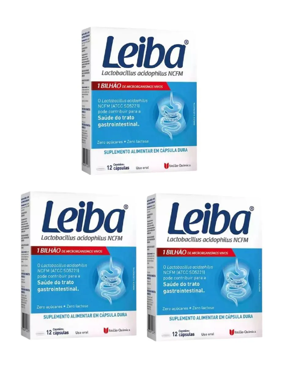 KIT 3 LEIBA LACTOBACILUS C/1BI DE MICRORGANISMOS VIVOS 12CP