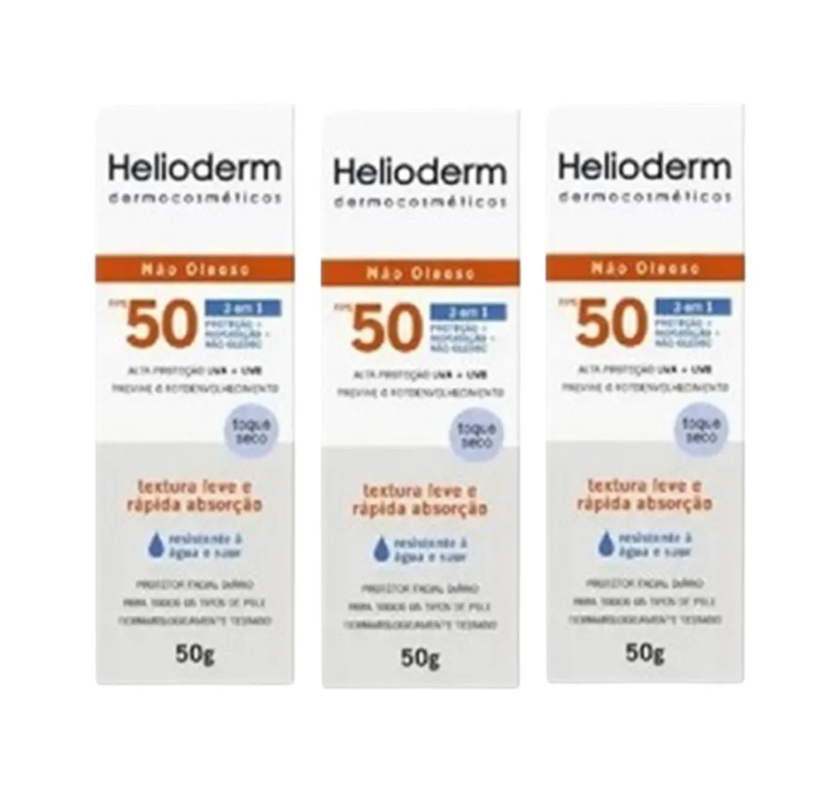 KIT 3 PROTETOR SOLAR HELIODERM FPS 50 3 EM 1 -  50G