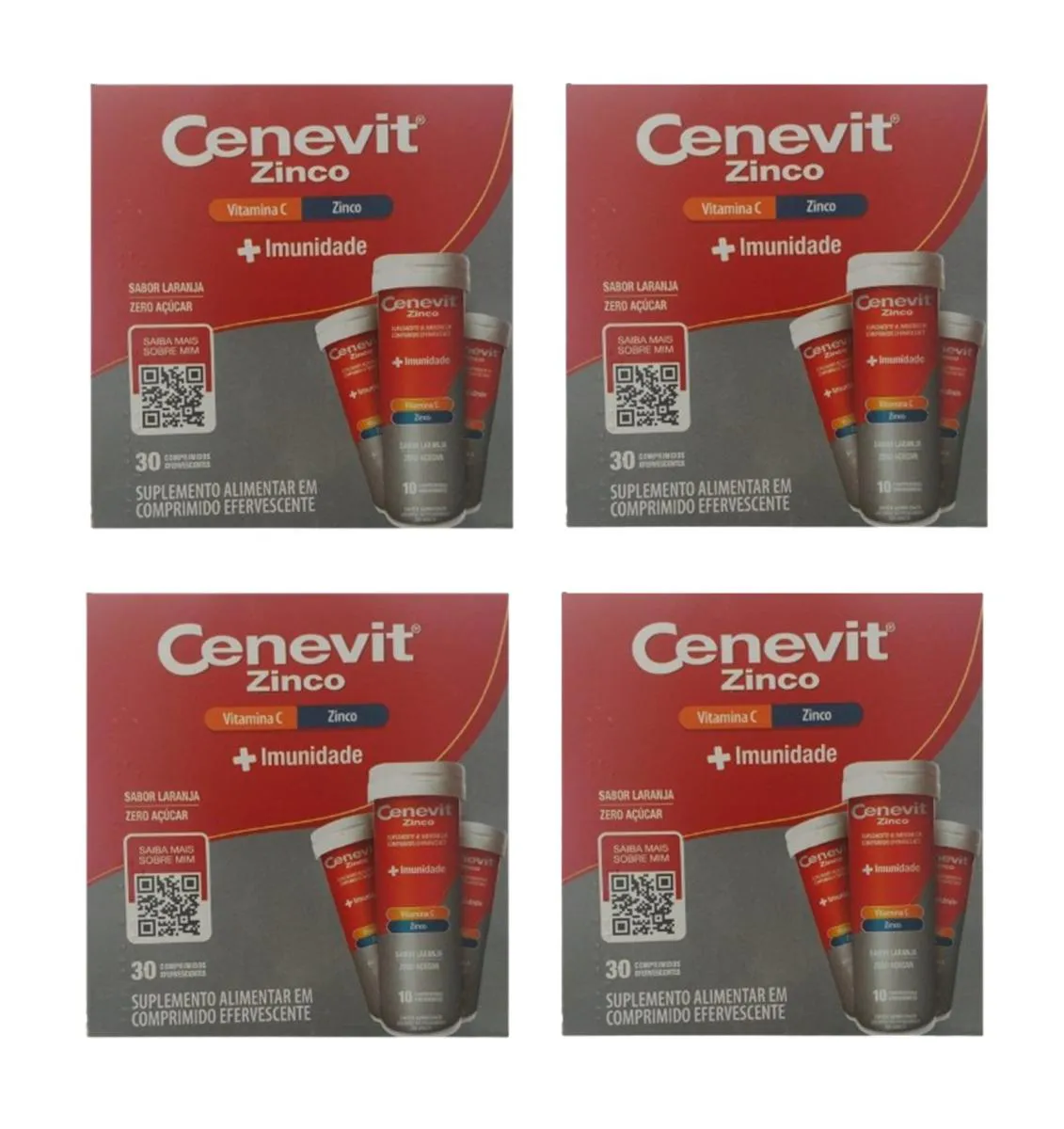 KIT 4 CENEVIT VIT C, ZINCO + IMUNIDADE LARANJA 30 COMP