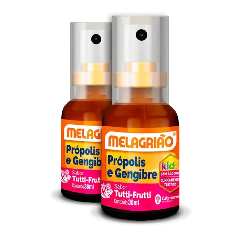KIT 2 MELAGRIãO SPRAY PRóPOLIS SPRAY 30ML CATARINENSE TUTTI FRUTTI
