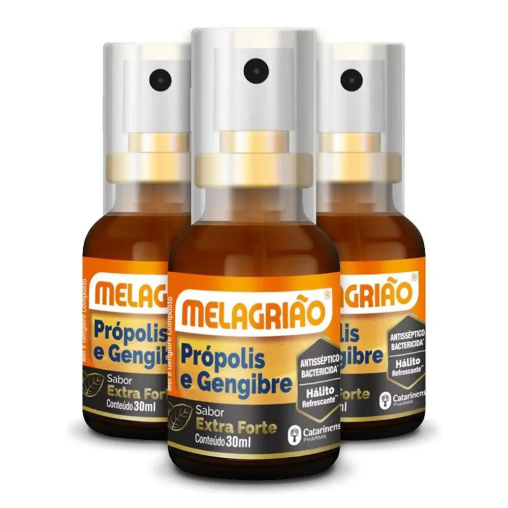 KIT 3 MELAGRIãO SPRAY PRóPOLIS SPRAY 30ML CATARINENSE EXTRA FORTE