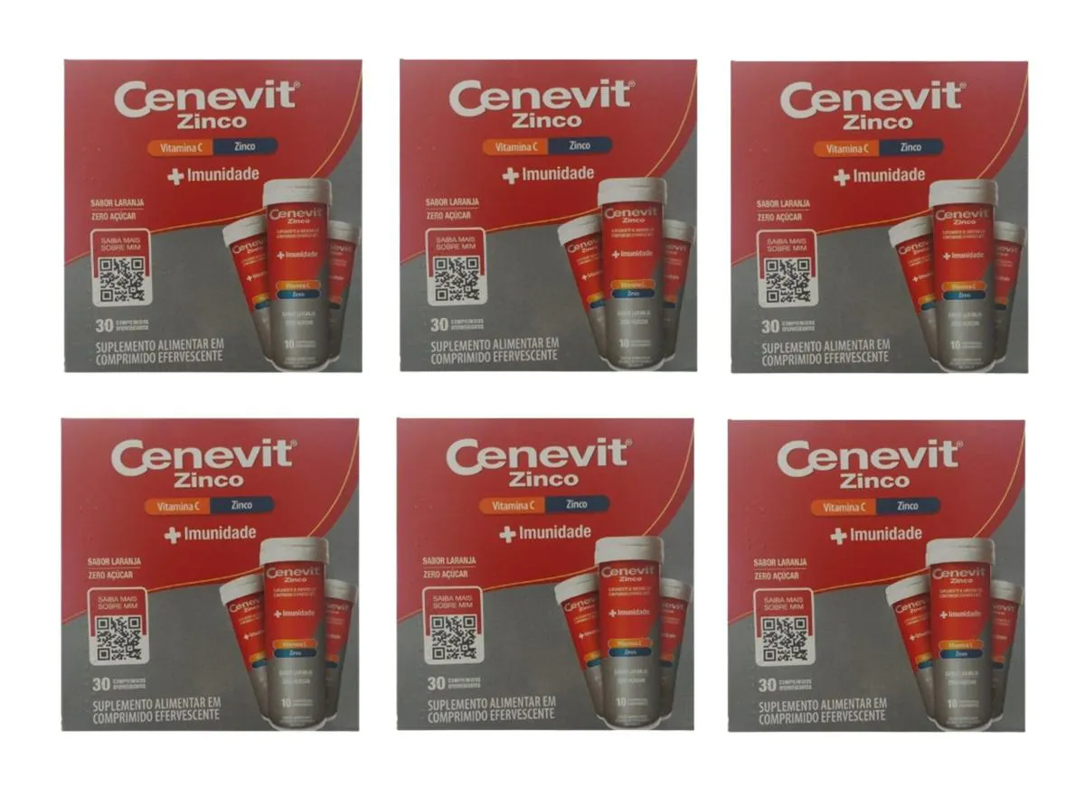 KIT 6 CENEVIT VIT C, ZINCO + IMUNIDADE LARANJA 30 COMP