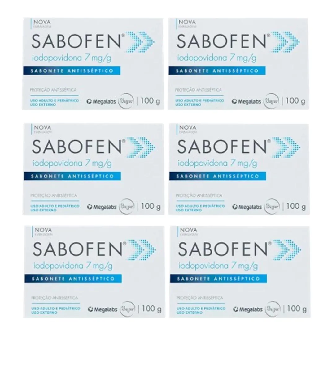 KIT 6 SABONETE ANTISSéPTICO SABOFEN 100G - MEGALABS