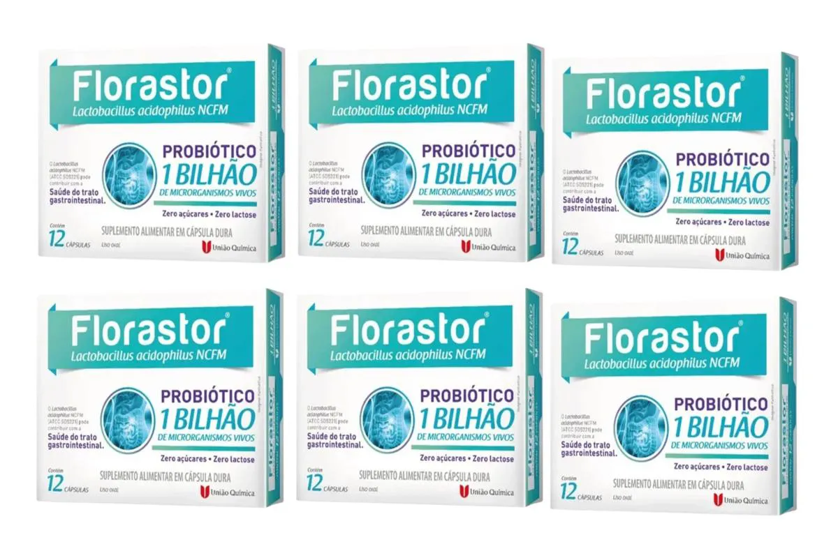 KIT 6 SUPLEMENTO FLORASTOR C/12 CAPS 1BILHAO - UNIAO QUIMICA