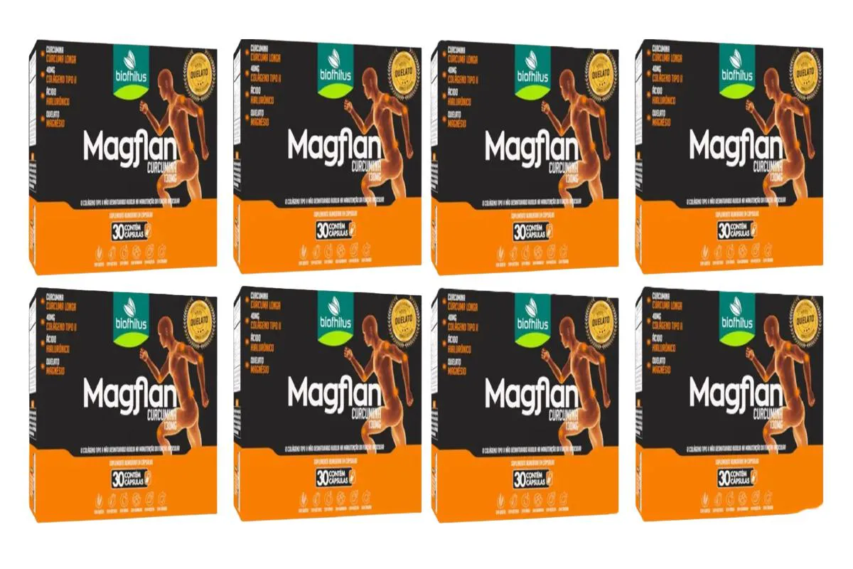 KIT 8 SUPLEMENTO ALIMENTAR MAGFLAN CURCUMINA 130MG 30 CáPS