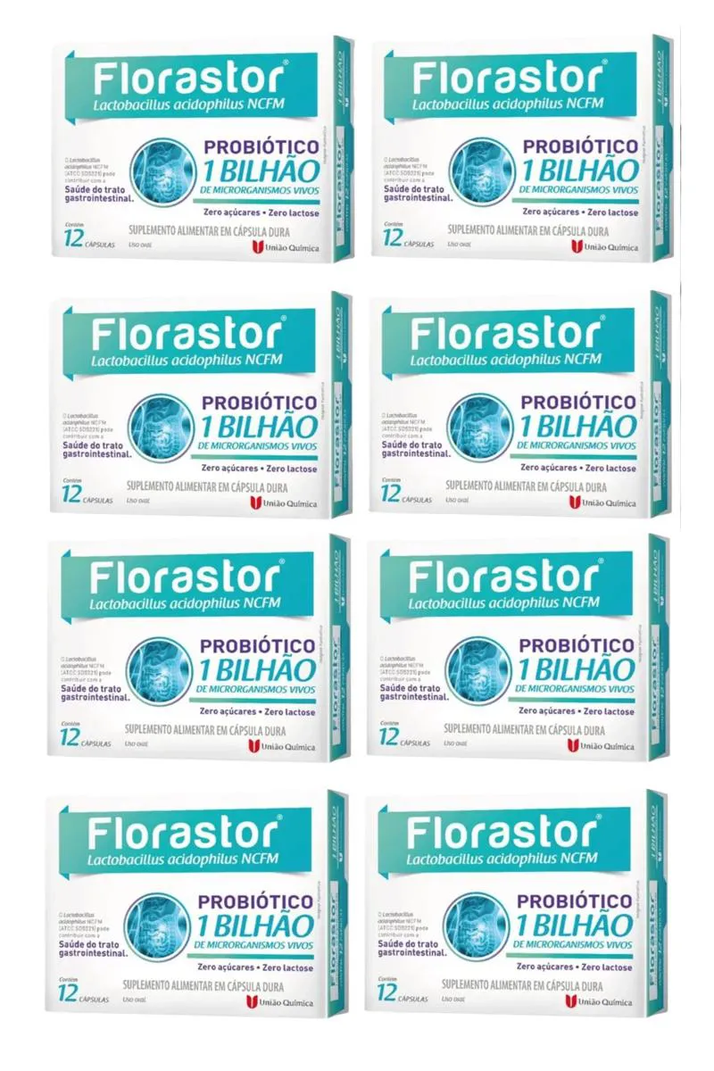 KIT 8 SUPLEMENTO FLORASTOR C/12 CAPS 1BILHAO - UNIAO QUIMICA
