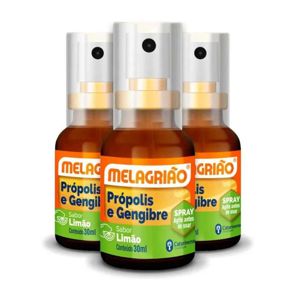 KIT 3 MELAGRIãO SPRAY PRóPOLIS SPRAY 30ML CATARINENSE LIMãO