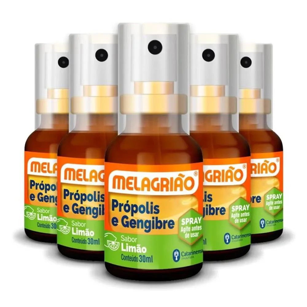 KIT 5 MELAGRIãO SPRAY PRóPOLIS SPRAY 30ML CATARINENSE LIMãO