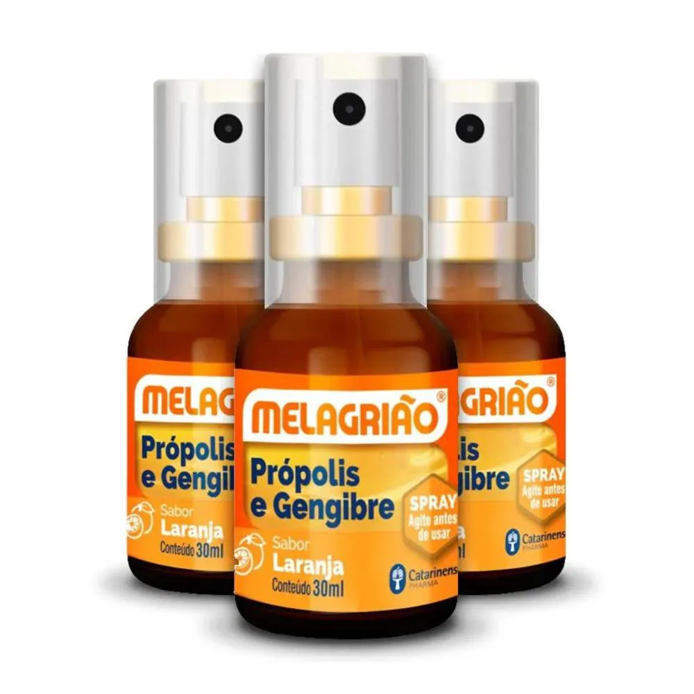 KIT 3 MELAGRIãO SPRAY PRóPOLIS SPRAY 30ML CATARINENSE LARANJA