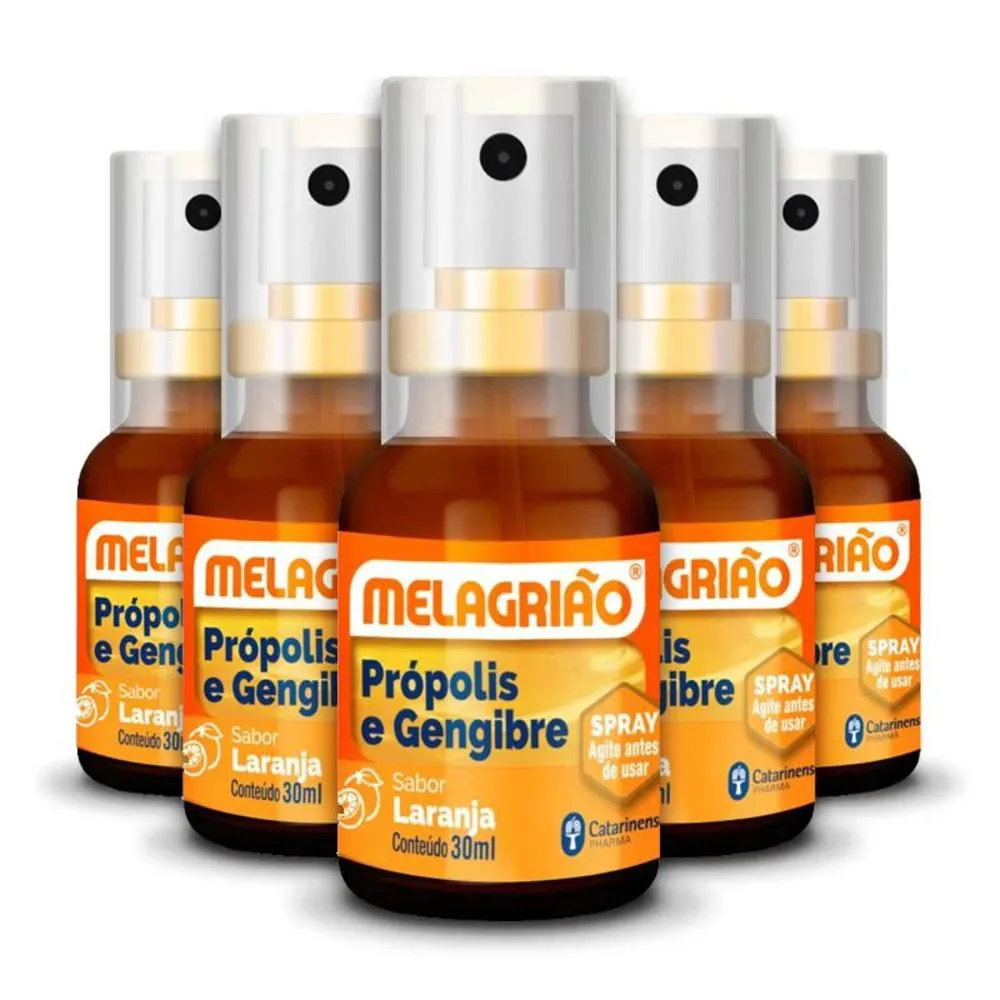 KIT 5 MELAGRIãO SPRAY PRóPOLIS SPRAY 30ML CATARINENSE LARANJA