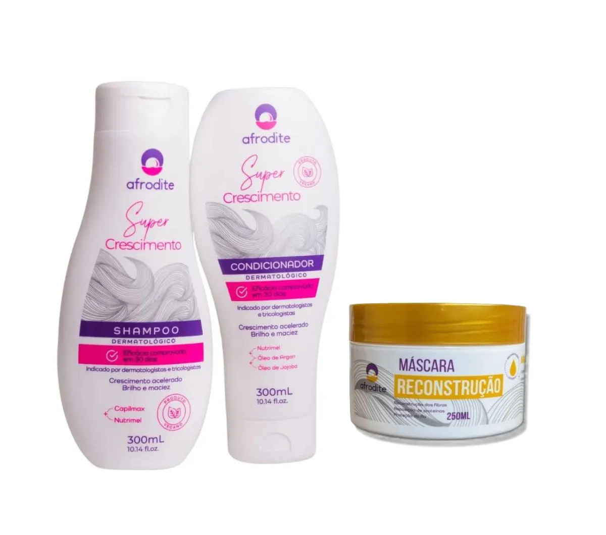 KIT AFRODITE CRESCIMENTO DE CABELO (1SHP + 1CONDIC + 1MáSC)