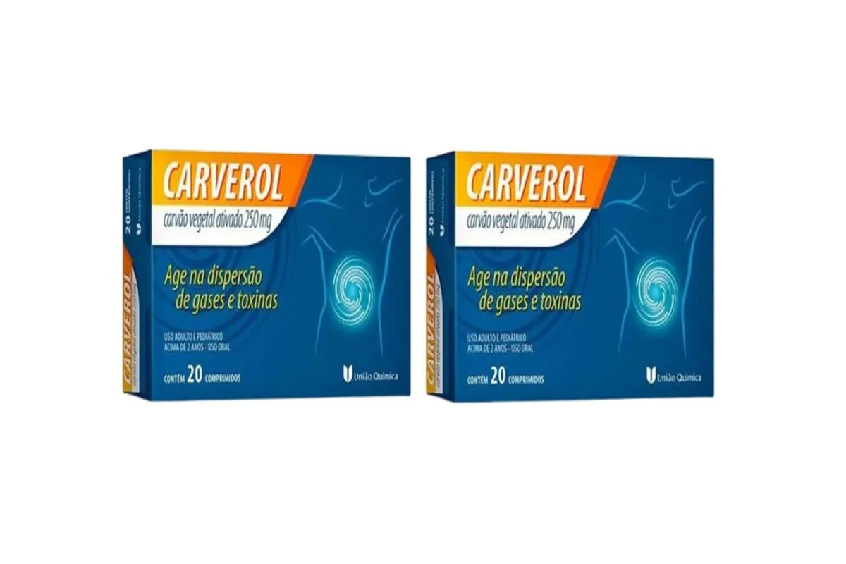 KIT 2 CARVãO ATIVADO VEGETAL CARVEROL 250MG 20CP
