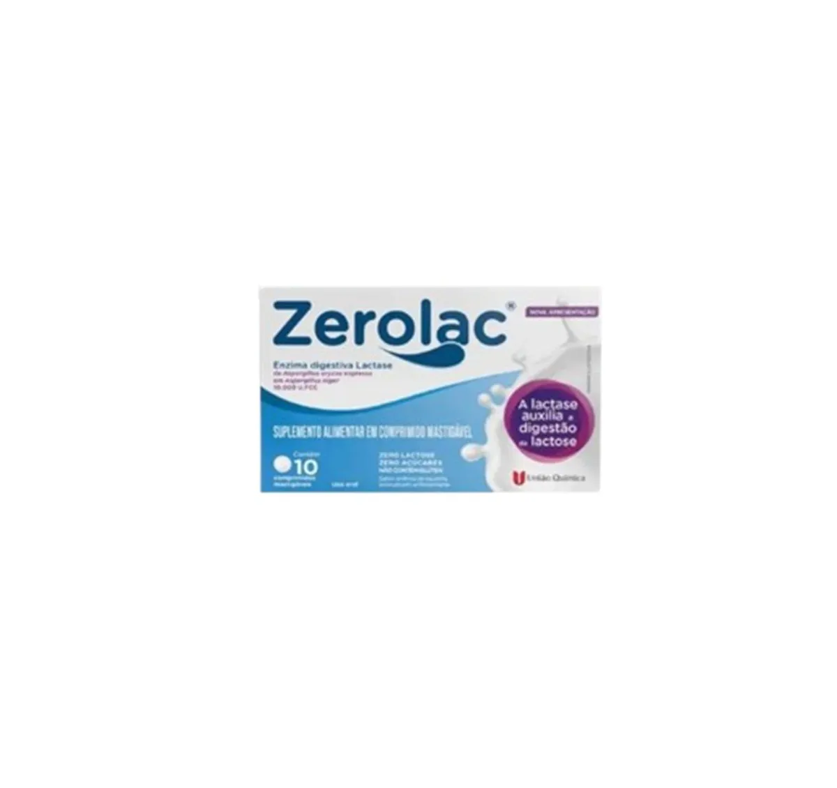 SUPLEMENTO ZEROLAC ENZIMA LACTASE 10 COMP - UNIãO QUíMICA