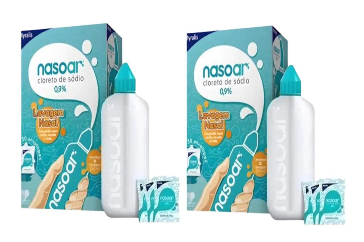 KIT 2 NASOAR LAVAGEM NASAL - LAVADOR + 15 ENVELOPES