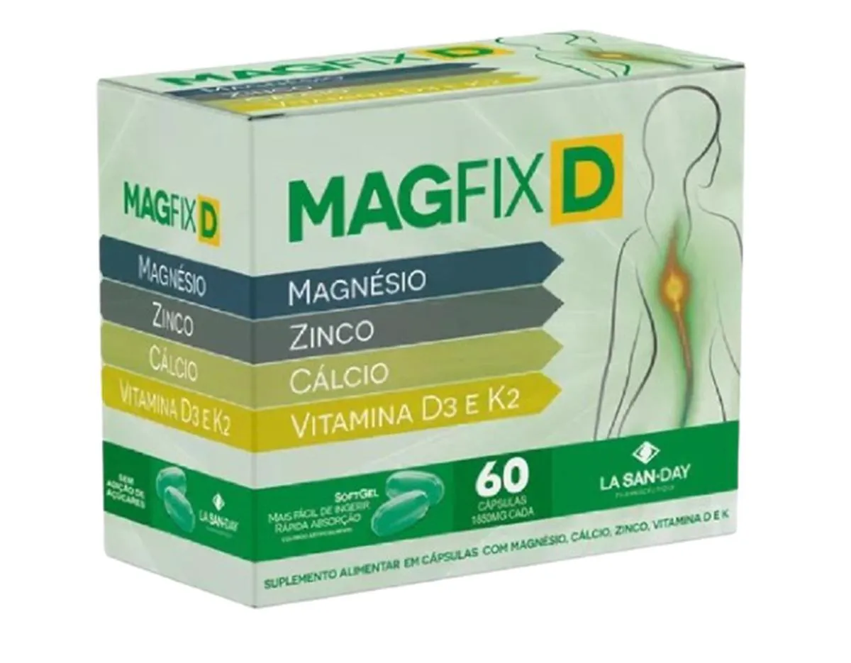 MAGFIX D (MG, ZN, CA, VIT D3 E K2) 60 CAPSULAS