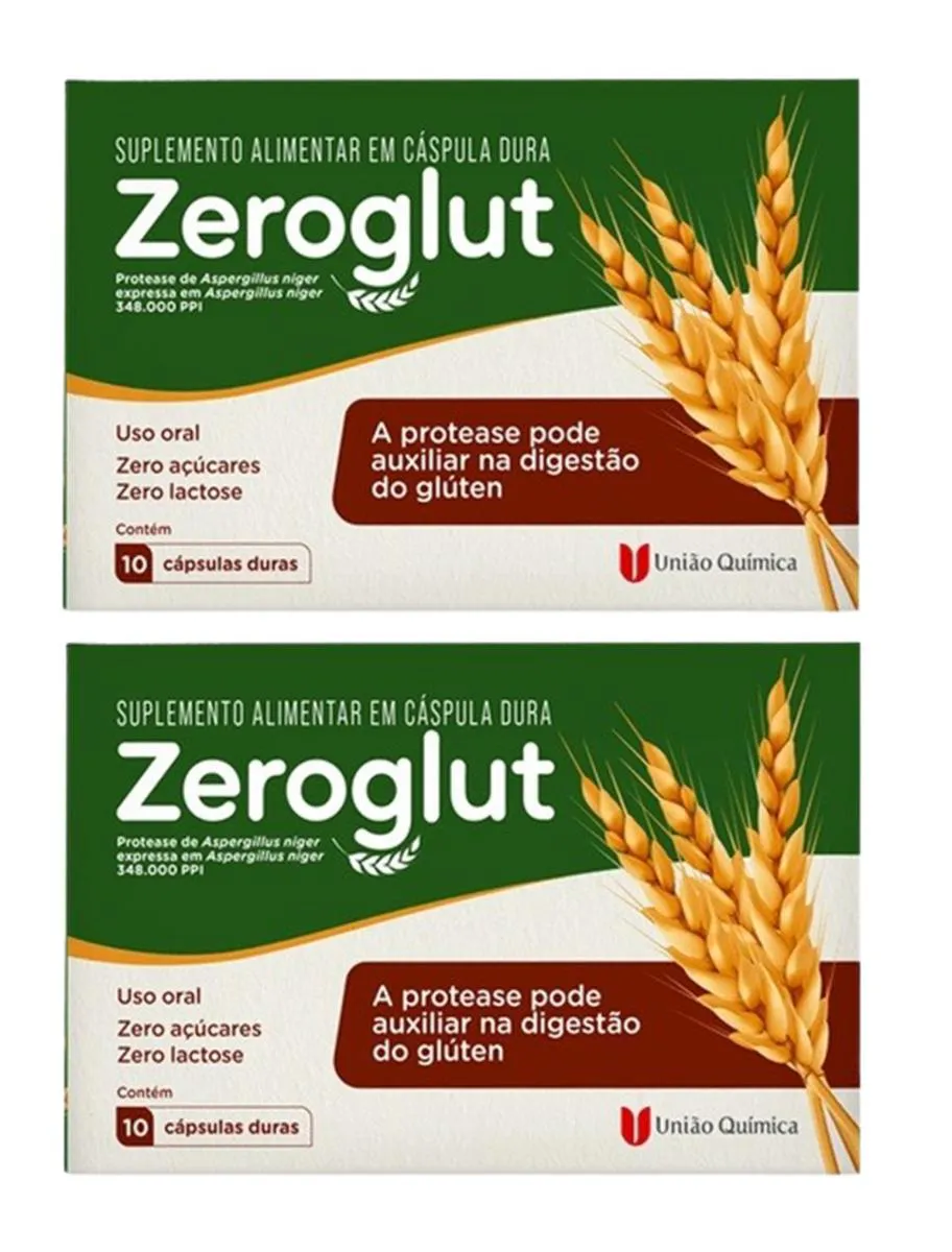 KIT 2 SUPLEMENTO ALIMENTAR ZEROGLUT 10 CáPS - UNIãO QUíMICA