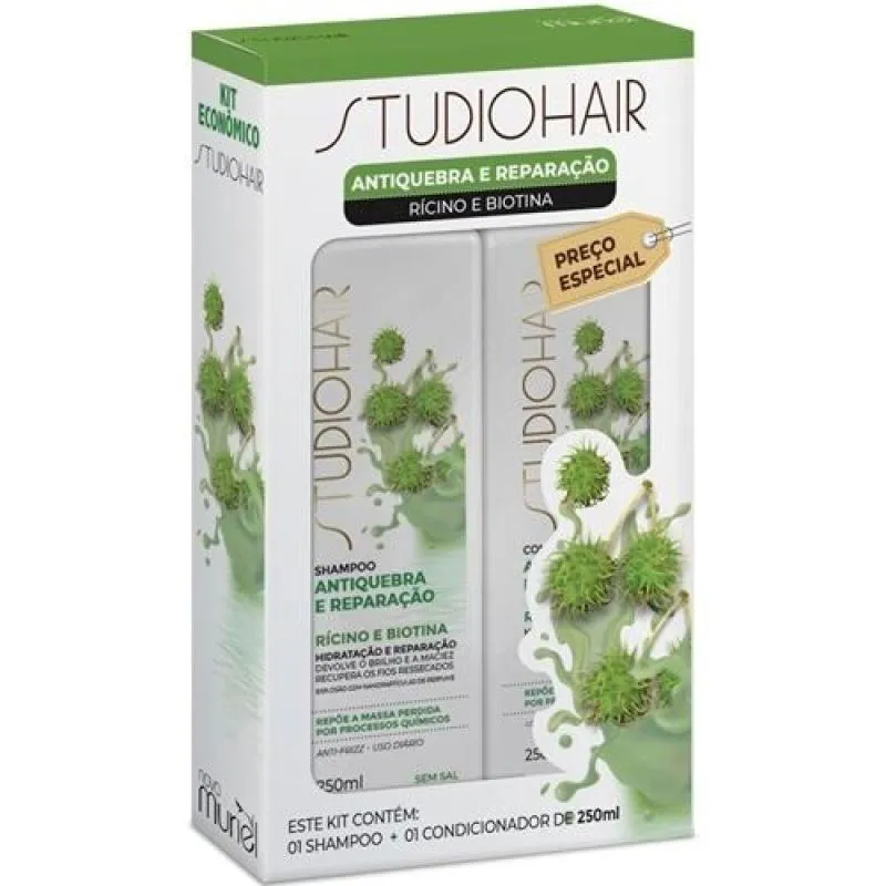 KIT MURIEL STUDIO HAIR SHAMPOO + CONDICIONADOR ANTIQUEBRA REPAR 250ML