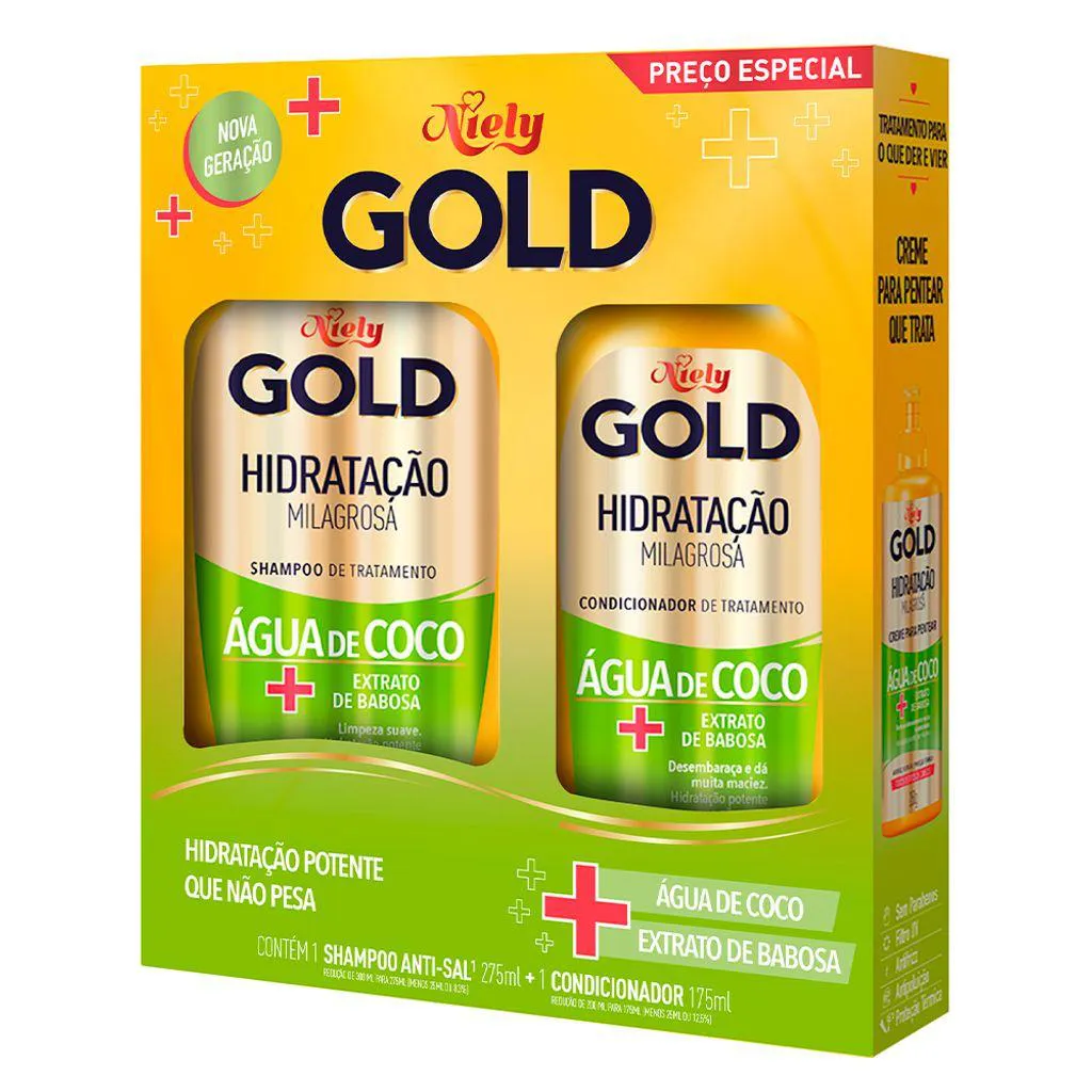 KIT NIELY GOLD ÁGUA DE COCO SHAMPOO 275ML+ 175ML
