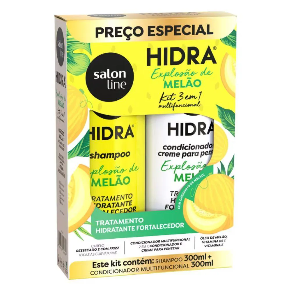 KIT SHAMPOO + CONDICIONADOR SALON LINE HIDRA EXPLOSãO DE MELãO 300ML