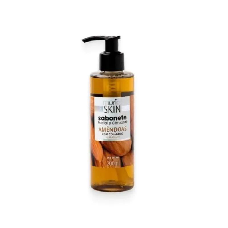 SABONETE LIQUIDO FACIAL CORPORAL MURIEL AMENDOAS E COLáGENO 200ML