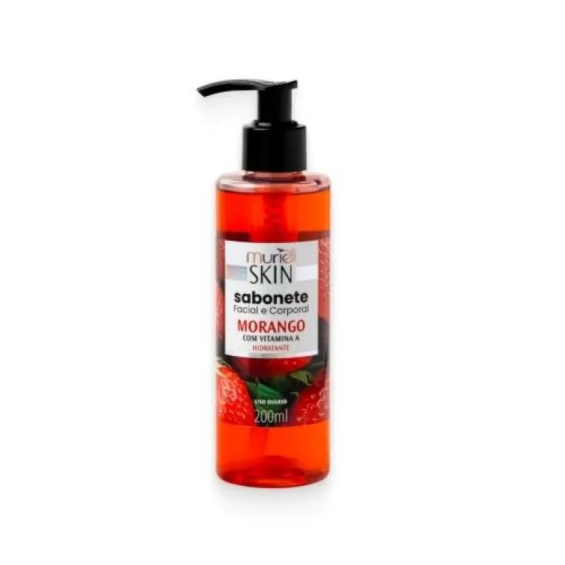 SABONETE LíQUIDO FACIAL CORPORAL MURIEL SKIN MORANGO 200ML