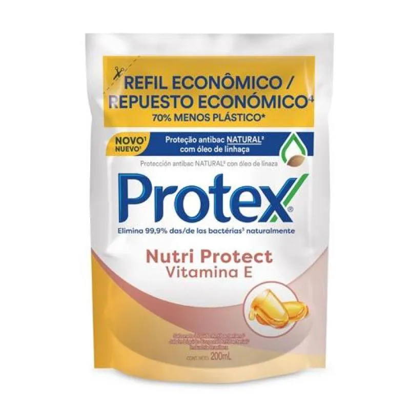 SABONETE LíQUIDO PROTEX NUTRI PROTECT VITAMINA E 200ML REFIL