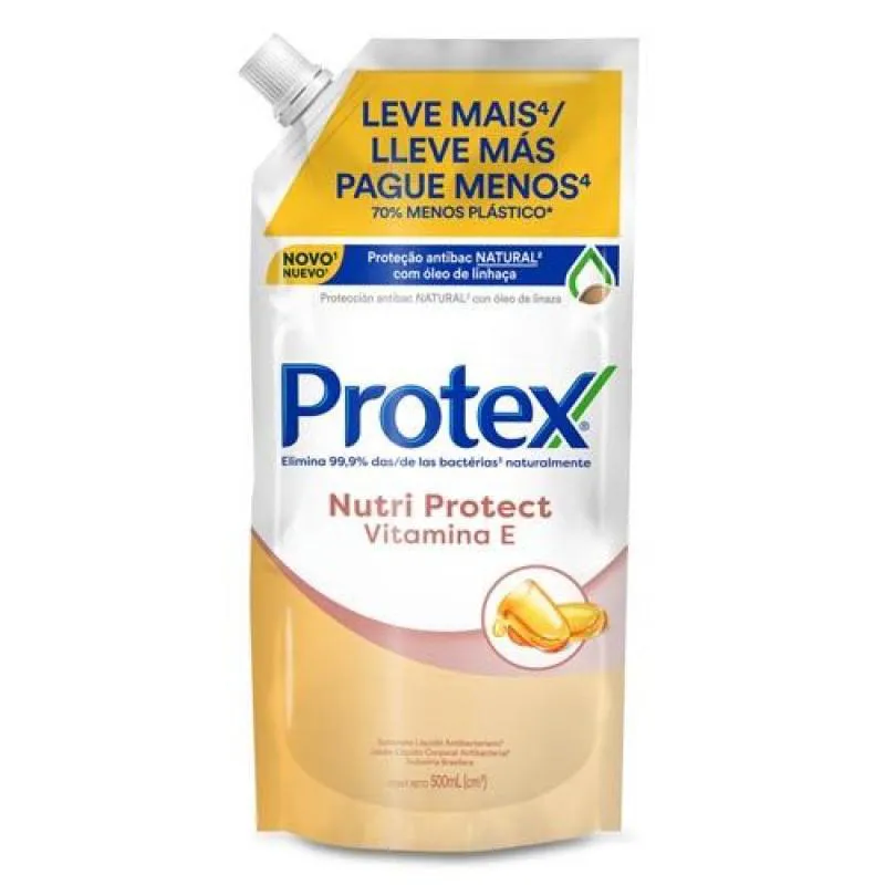 SABONETE LíQUIDO PROTEX NUTRI PROTECT VITAMINA E 500ML REFIL
