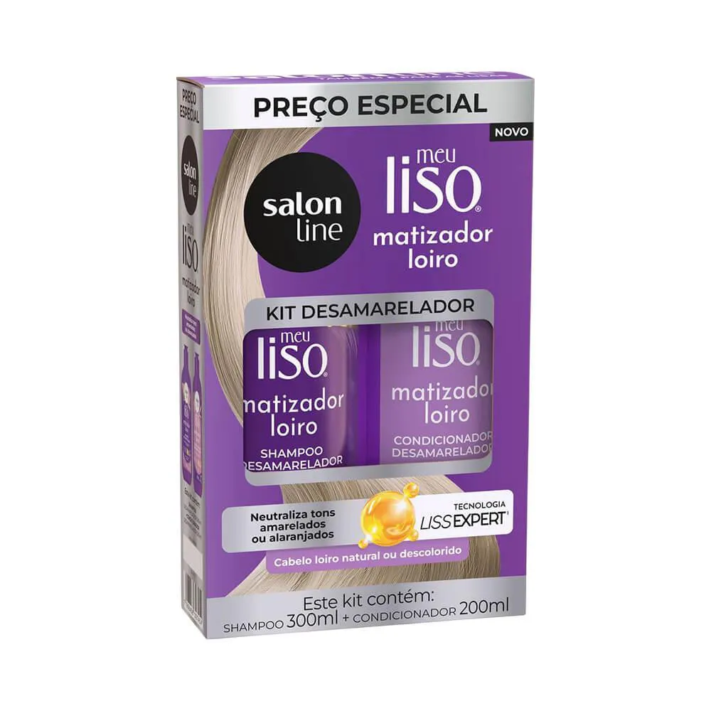 SALON LINE KIT MEU LISO SHAMPOO + CONDICIONADOR MATIZADOR LOIRO