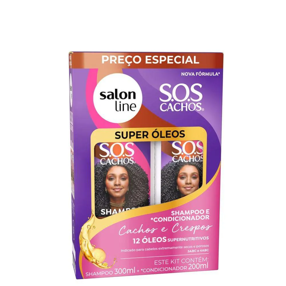 SALON LINE KIT SUPER OLEO SHAMPOO + CONDICIONADOR SOS CACHOS
