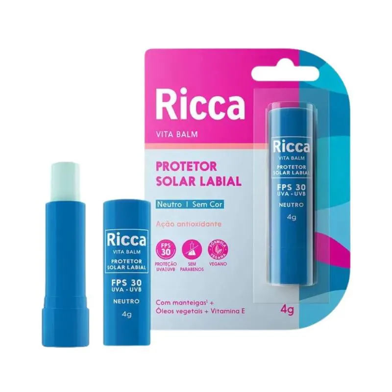 RICCA PROTETOR SOLAR LABIAL NEUTRO FPS30 4G