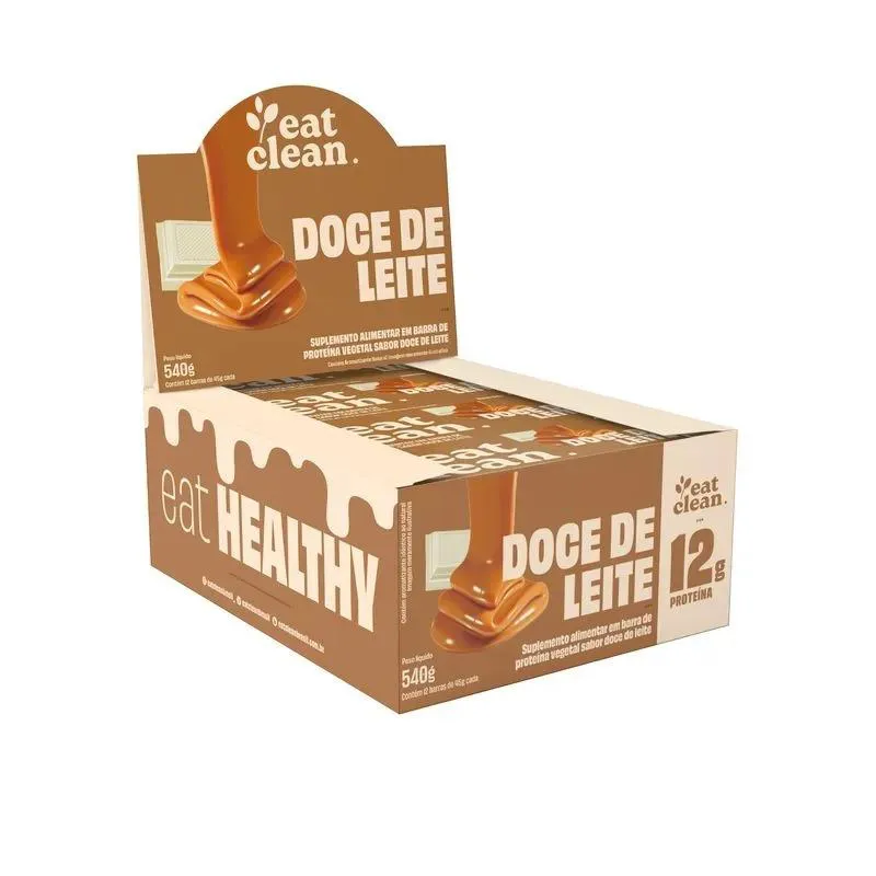 BARRINHA DE PROTEINA EAT CLEAN (DISPLAY COM 12 UNIDADES - 45G) - SABOR: DOCE DE LEITE