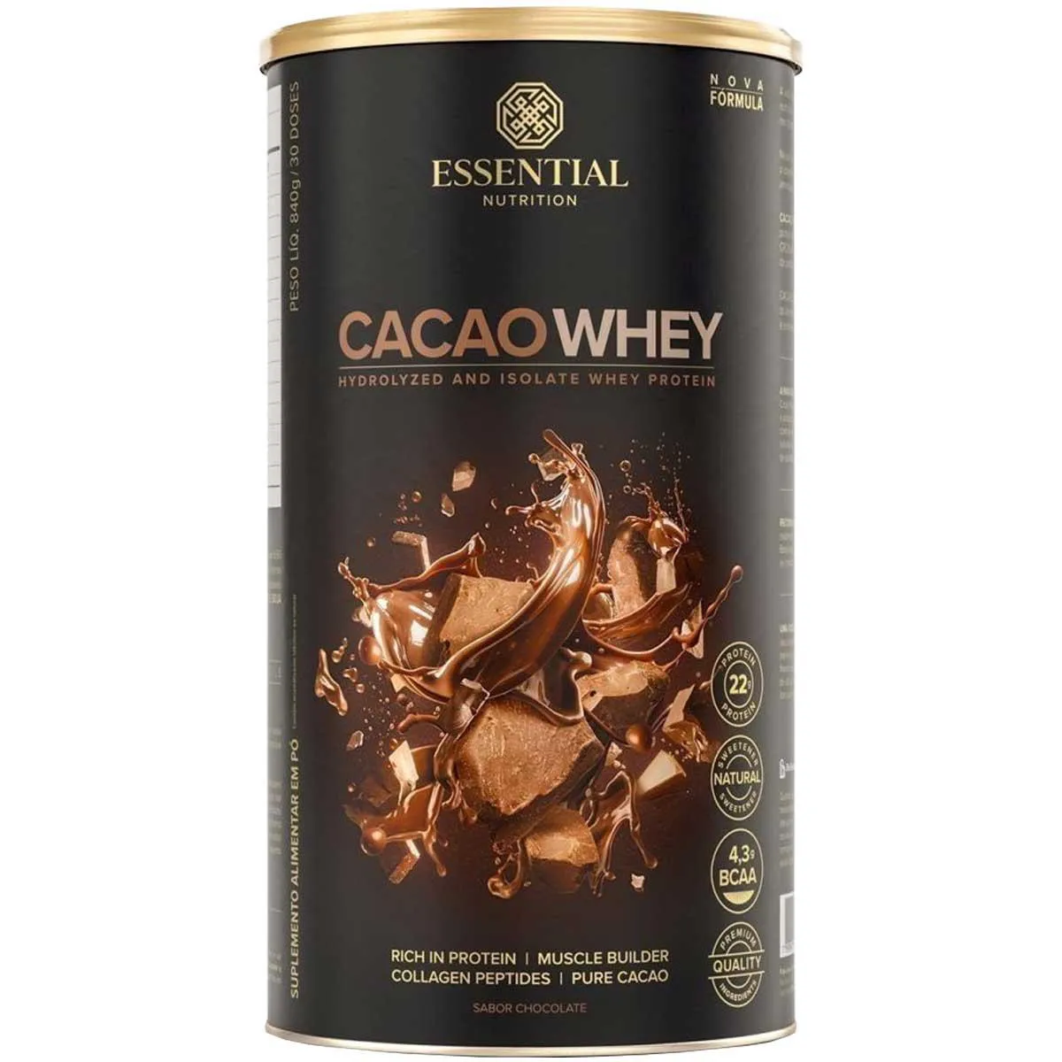 CACAO WHEY PROTEIN ESSENTIAL NUTRITION 840G SABOR CHOCOLATE