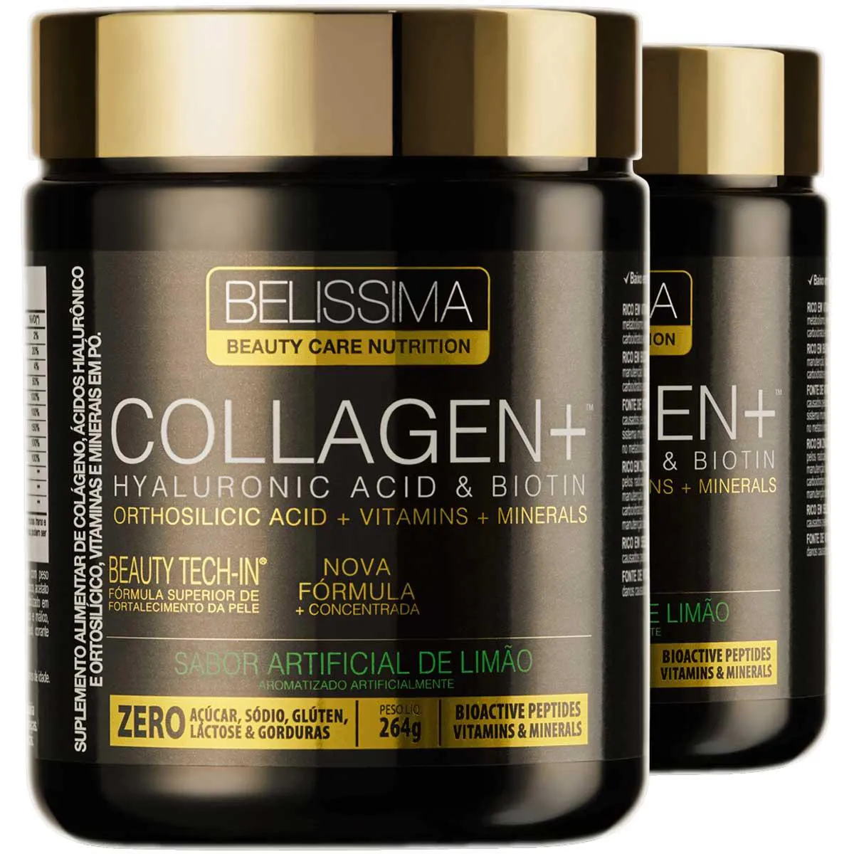 KIT 2X COLáGENO COLLAGEN PLUS 264G BELíSSIMA SABOR LIMãO