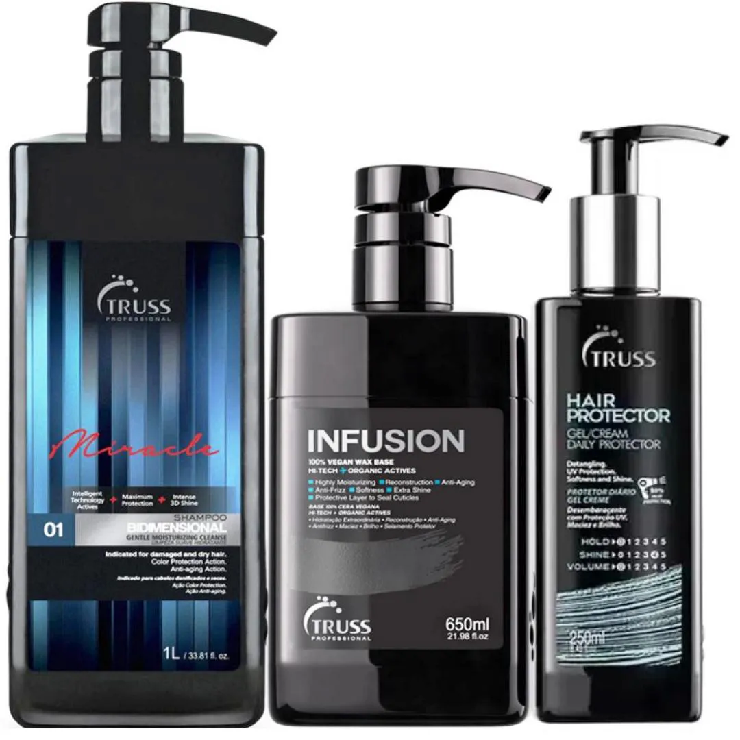 TRUSS MIRACLE BIDIMENSIONAL + INFUSION 650ML + HAIR PROTECTOR