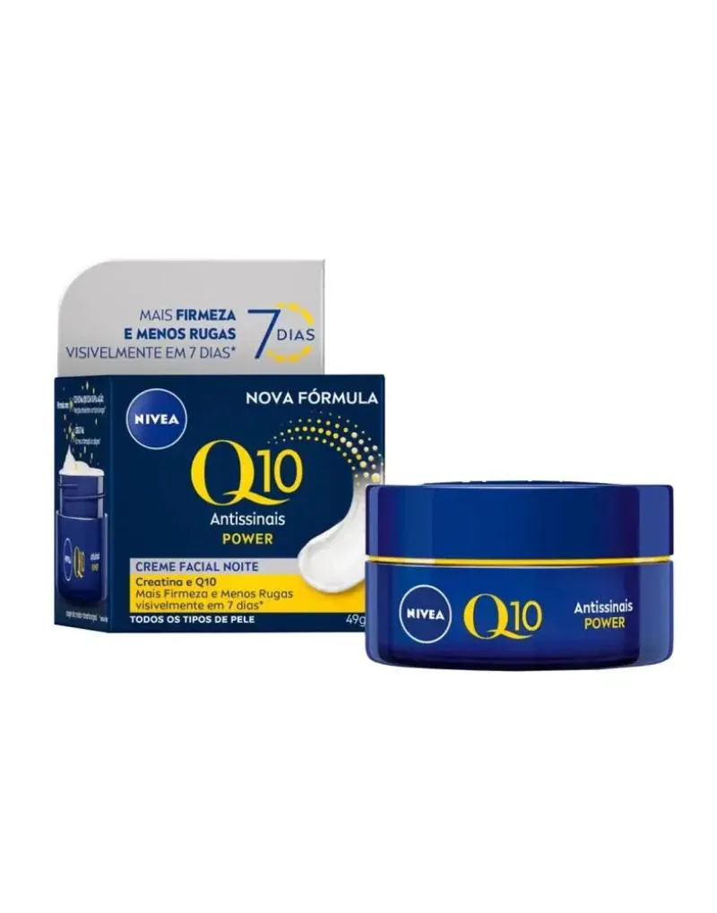 CREME FACIAL ANTISSINAIS NOITE NIVEA Q10 POWER PELE NORMAL A SECA COM 49G