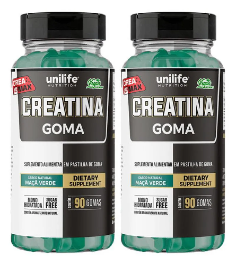 KIT 2 CREATINA 90 GOMAS SABOR MACA VERDE - UNILIFE