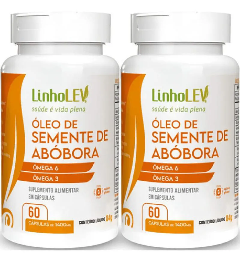 KIT 2 OLEO DE ABOBORA 60 CAPSULAS - LINHO LEV