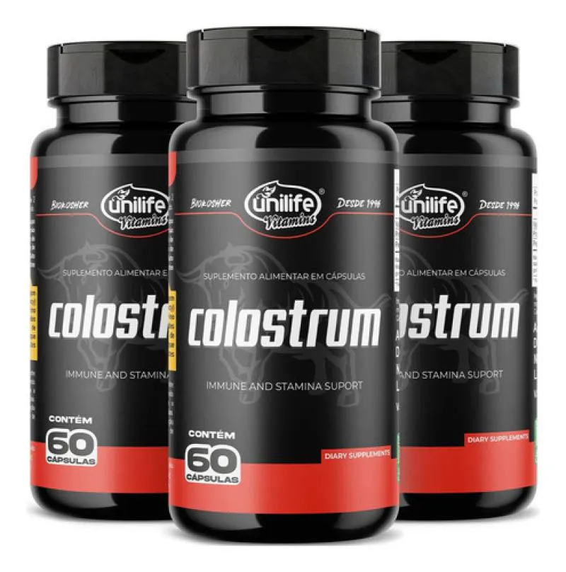 KIT 3 COLOSTRUM COLOSTRO BOVINO 60 CAPSULAS - UNILIFE