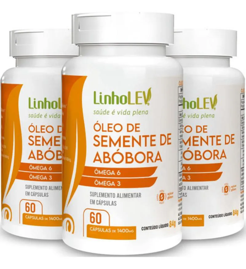 KIT 3 OLEO DE ABOBORA 60 CAPSULAS - LINHO LEV
