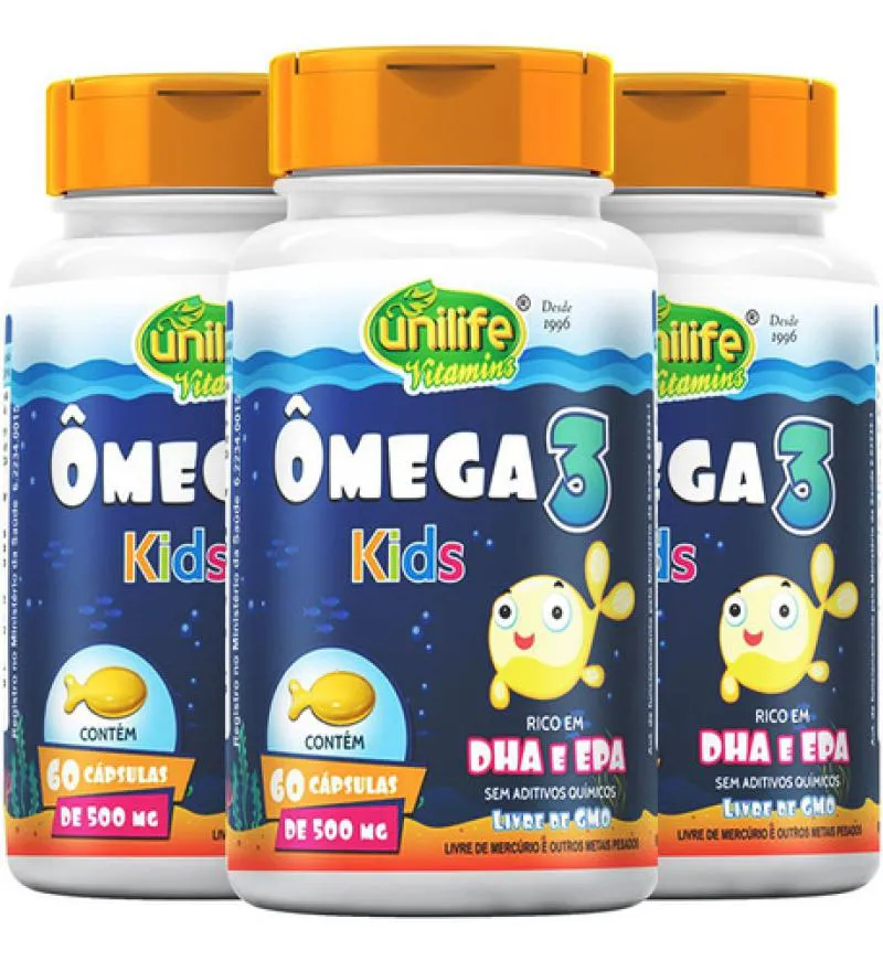 KIT 3 OMEGA 3 KIDS 60 CAPSULAS - UNILIFE