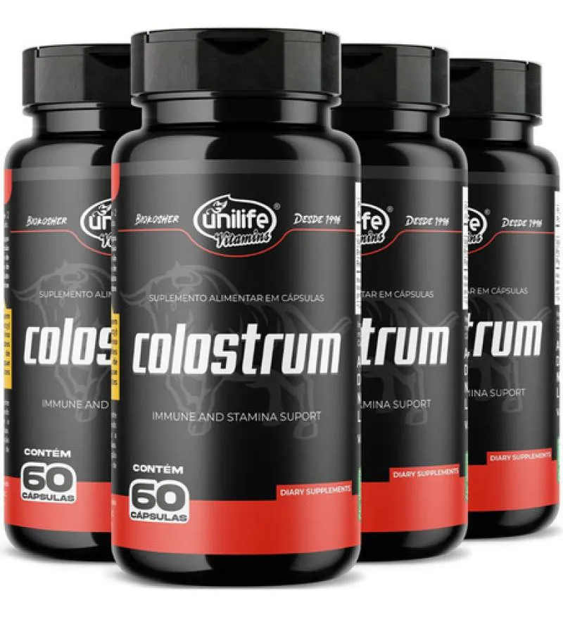 KIT 4 COLOSTRUM COLOSTRO BOVINO 60 CAPSULAS - UNILIFE