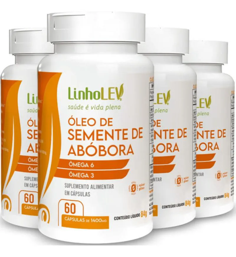 KIT 4 OLEO DE ABOBORA 60 CAPSULAS - LINHO LEV