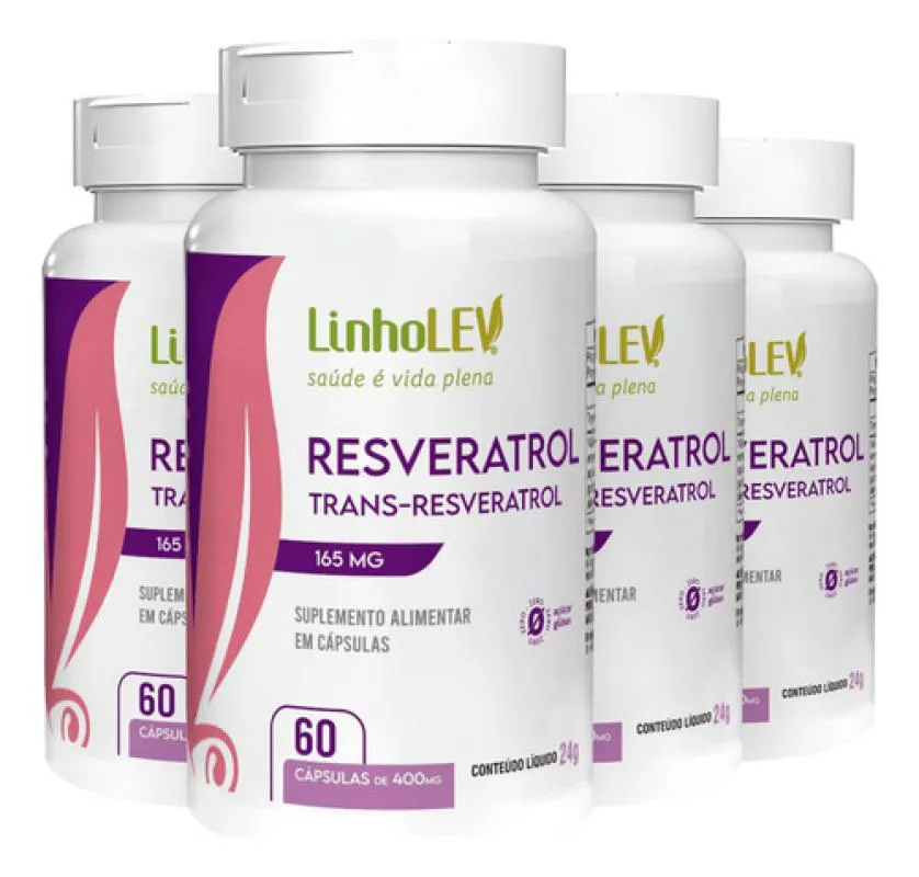 KIT 4 TRANS RESVERATROL 60 CAPSULAS - LINHO LEV